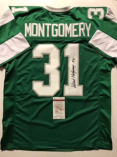 Autographed/Signed Wilbert Montgomery Philadelphia Green Football Jersey JSA COA - 757 Sports Collectibles