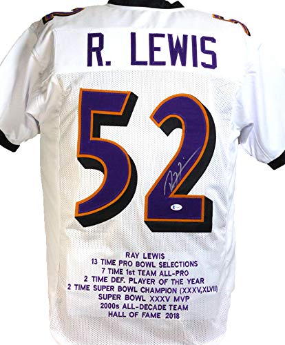 Ray Lewis Autographed White Pro Style STAT2 Jersey - Beckett W Auth 2 - 757 Sports Collectibles