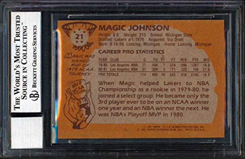 Lakers Magic Johnson Signed 1981 Topps #21 Card Auto Grade 10 BAS Slab #12565786 - 757 Sports Collectibles