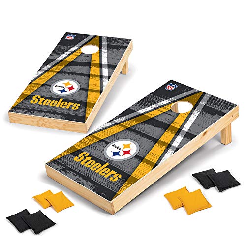 Pittsburgh Steelers Alternating Wood Look Triangle Cornhole Boards - NFL