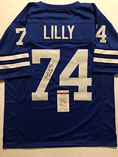 Autographed/Signed Bob Lilly"HOF 80" Dallas Retro Blue Football Jersey JSA COA - 757 Sports Collectibles