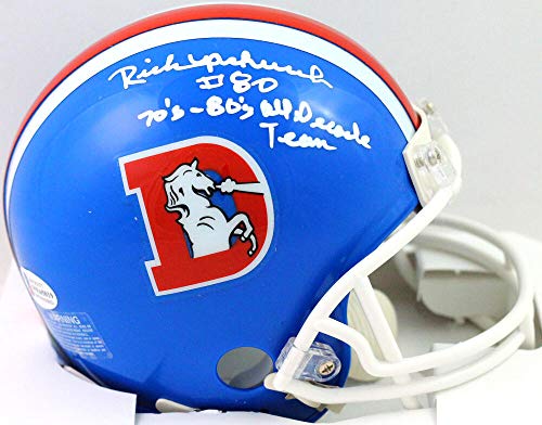 Rick Upchurch Autographed Denver Broncos 75-96 TB Mini Helmet W/INSC- Beckett W Auth White - 757 Sports Collectibles