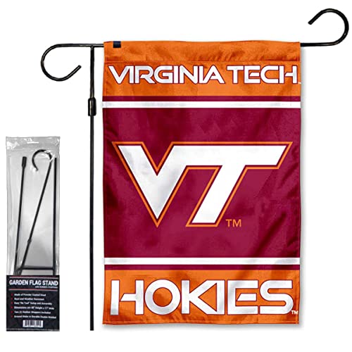 Virginia Tech Hokies Garden Banner Flag with Flag Pole Stand Set - 757 Sports Collectibles