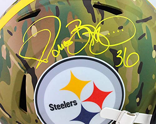 Jerome Bettis Autographed Steelers Camo Speed F/S Helmet- Beckett W Yellow - 757 Sports Collectibles