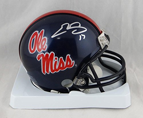 Evan Engram Autographed Ole Miss Navy Riddell Mini Helmet- JSA Auth Silver