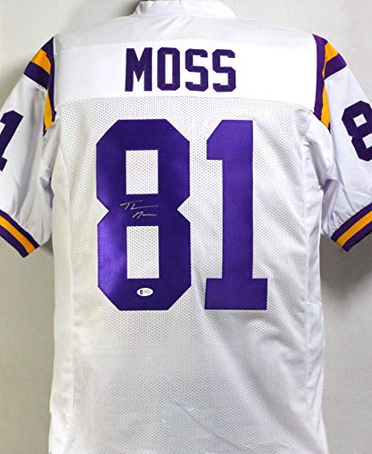 Thaddeus Moss Autographed White College Style Jersey - Beckett W Auth 8 - 757 Sports Collectibles