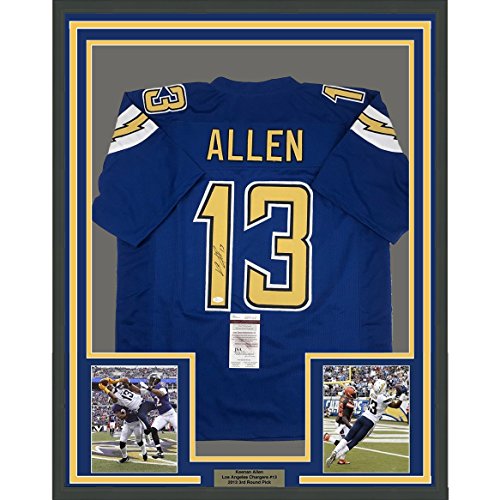 Framed Autographed/Signed Keenan Allen 33x42 Los Angeles LA Chargers Color Rush Football Jersey JSA COA