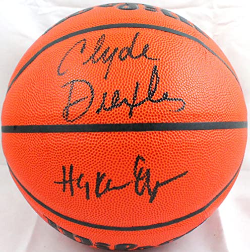 Drexler/Olajuwon Autographed Wilson NBA Basketball - JSA Witnessed Black - 757 Sports Collectibles