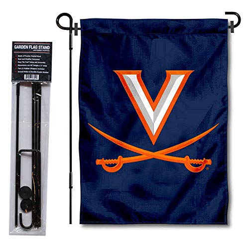 Virginia Cavaliers Garden Flag with Pole Stand Holder - 757 Sports Collectibles