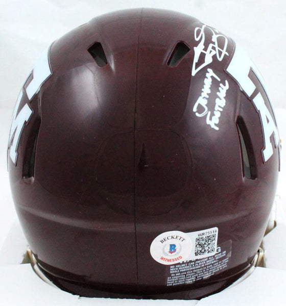 Johnny Manziel Autographed TX A&M Maroon Speed Mini Helmet w/JF-Beckett W HologramWhite - 757 Sports Collectibles