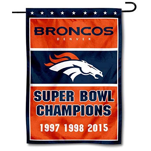 WinCraft Denver Broncos 3 Time Super Bowl Champions Double Sided Garden Flag - 757 Sports Collectibles