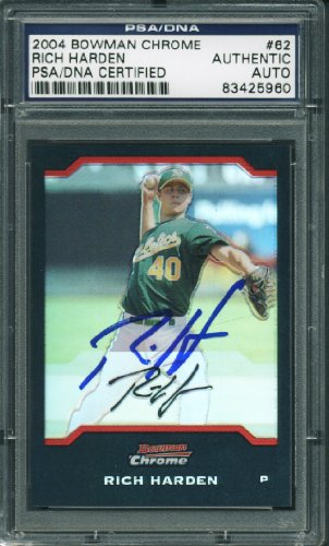 Athletics Rich Harden Authentic Signed Card 2004 Bowman Chrome #62 PSA Slabbed - 757 Sports Collectibles