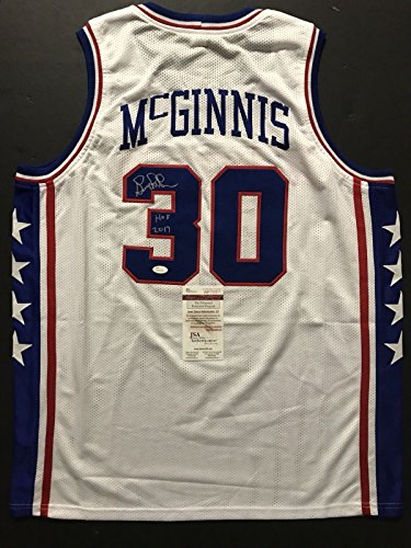 Autographed/Signed George McGinnis"HOF 17" Philadelphia White Basketball Jersey JSA COA - 757 Sports Collectibles