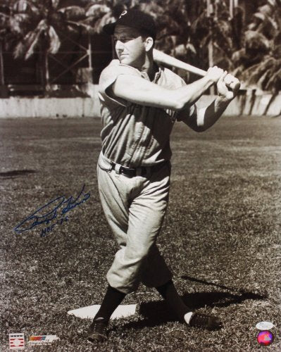 Ralph Kiner Autographed 16x20 BW With Bat Photo- JSA Authenticated