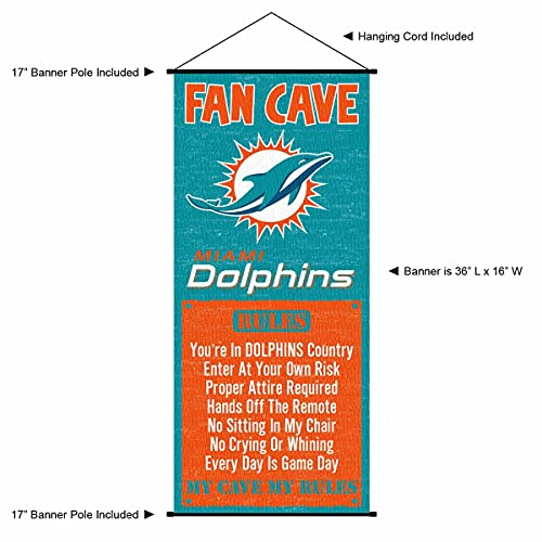 WinCraft Miami Dolphins Man Cave Fan Banner Wall Door Scroll - 757 Sports Collectibles