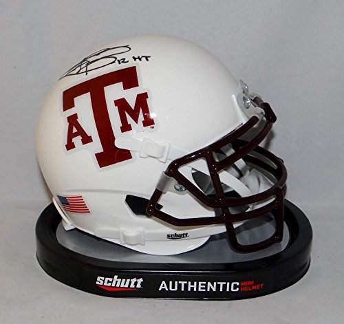 Johnny Manziel Autographed Texas AM Aggies White Mini Helmet W/ HT- JSA W Auth