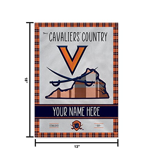 Rico Industries NCAA Virginia Cavaliers This is Cavaliers Country - Plaid Design Personalized Garden Flag - 757 Sports Collectibles