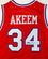 Akeem Olajuwon Autographed Red College Style Jersey- JSA Witnessed Authenticated - 757 Sports Collectibles