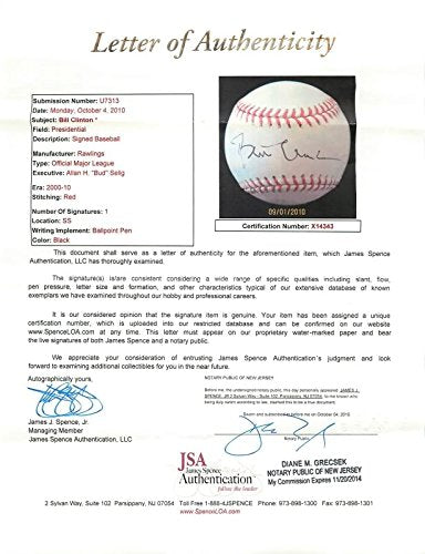 President Bill Clinton Signed Authentic OML Baseball Autographed JSA #X14343 - 757 Sports Collectibles