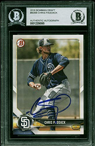 Padres Chris Paddack Authentic Signed 2018 Bowman Draft #BD68 Card BAS Slabbed - 757 Sports Collectibles