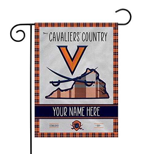 Rico Industries NCAA Virginia Cavaliers This is Cavaliers Country - Plaid Design Personalized Garden Flag - 757 Sports Collectibles