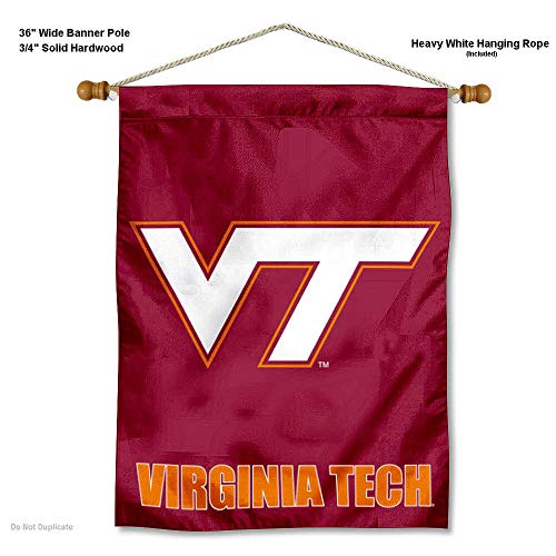 Virginia Tech Hokies VT Banner with Hanging Pole - 757 Sports Collectibles