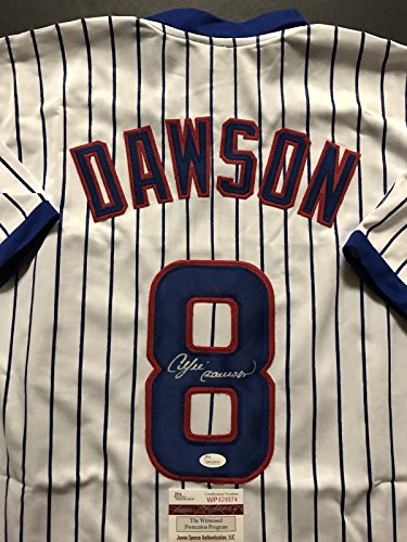 Autographed/Signed Andre Dawson Chicago Pinstripe Baseball Jersey JSA COA