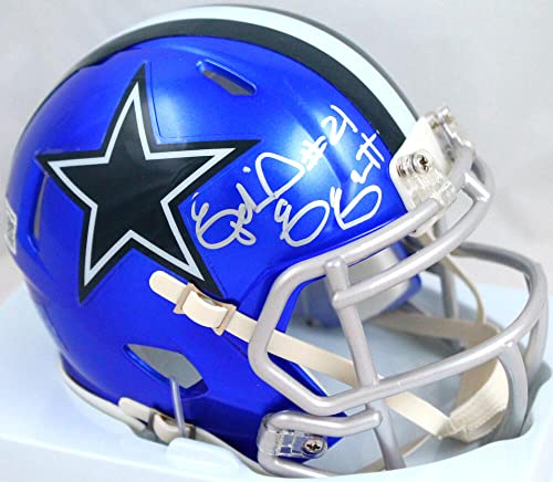 Ezekiel Elliott Autographed Dallas Cowboys Flash Speed Mini Helmet-Beckett W Hologram Silver - 757 Sports Collectibles