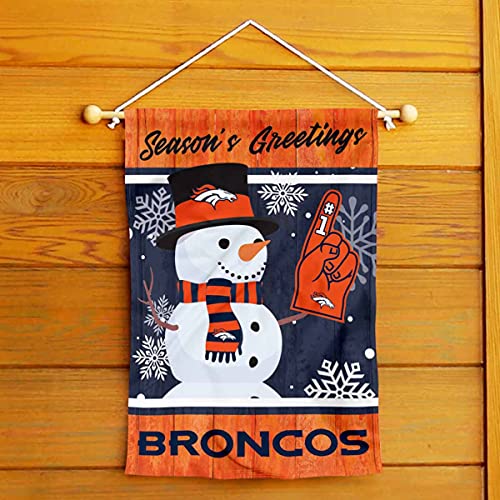 Denver Broncos Holiday Winter Snow Garden Flag Double Sided Banner - 757 Sports Collectibles