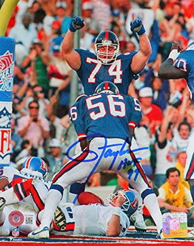 Lawrence Taylor Autographed NY Giants 8X10 Sack FP Photo w/HOF- Beckett W Blue - 757 Sports Collectibles