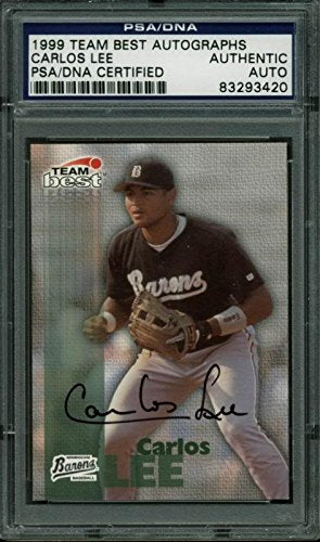 White Sox Carlos Lee Authentic Signed Card 1999 Team Best Autographs PSA Slabbed - 757 Sports Collectibles