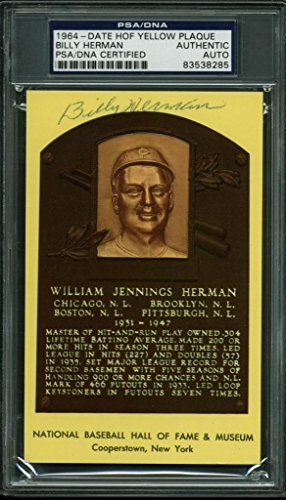 Cubs Billy Herman Authentic Signed HOF Plaque Postcard PSA/DNA Slabbed - 757 Sports Collectibles