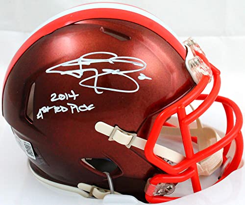 Johnny Manziel Autographed Browns Flash Speed Mini Helmet w/Insc.-Beckett W Hologram White - 757 Sports Collectibles