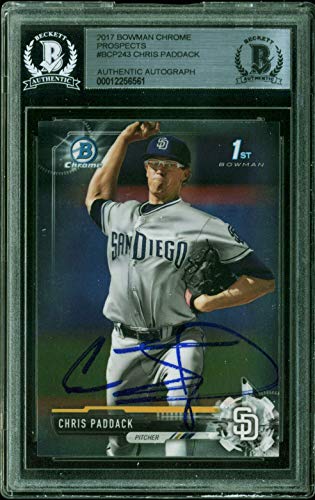 Padres Chris Paddack Signed 2017 Bowman Chrome Prospects #BCP243 Card BAS Slab - 757 Sports Collectibles