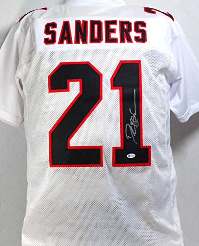 Deion Sanders Autographed TB White Pro Style Jersey - Beckett W Auth Silver - 757 Sports Collectibles