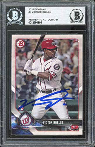 Nationals Victor Robles Authentic Signed 2018 Bowman #6 Card BAS Slabbed - 757 Sports Collectibles