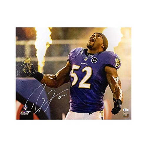 Ravens Ray Lewis Authentic Signed 16x20 Horizontal Photo w Purple Jersey  BAS Wit