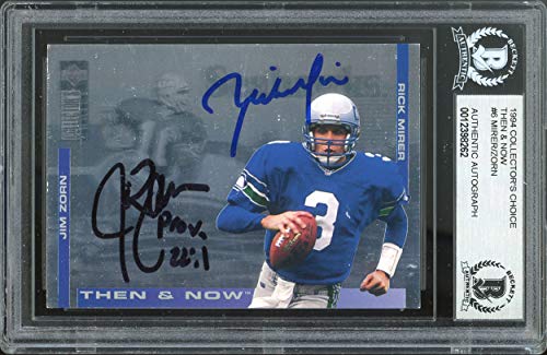 Seahawks Rick Mirer Jim Zorn Signed 1994 UD Collector's Choice #6 Card BAS Slab - 757 Sports Collectibles