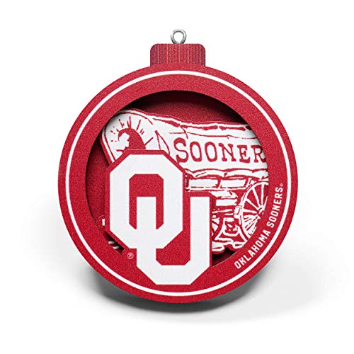 YouTheFan NCAA Oklahoma Sooners 3D Logo Series Ornament, team colors - 757 Sports Collectibles