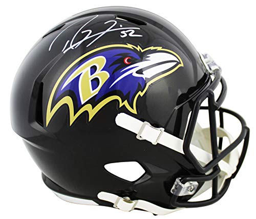 Ravens Ray Lewis Signed Full Size Speed Rep Helmet w/White Sig BAS Witnessed - 757 Sports Collectibles