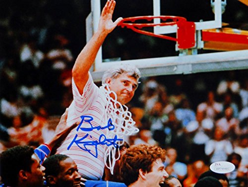 Bob Knight Autographed Indiana 8x10 Photo Cutting Down Net-JSA W Auth Blue