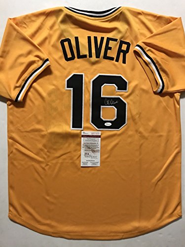 Autographed/Signed Al Oliver Pittsburgh Yellow Baseball Jersey JSA COA - 757 Sports Collectibles