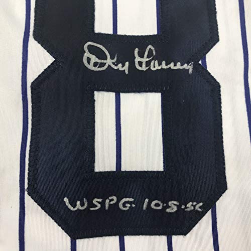 Autographed/Signed Don Larsen"WS PG 10-8-56" New York Pinstripe Baseball Jersey Beckett BAS COA - 757 Sports Collectibles