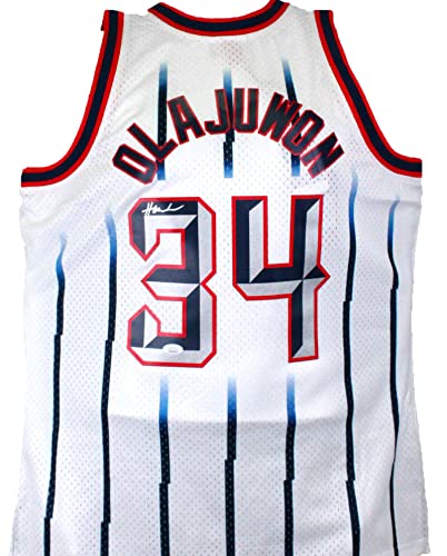 Hakeem Olajuwon Autographed Rockets White Mitchell&Ness Hardwood Classic Swingman Jersey- JSA W - 757 Sports Collectibles