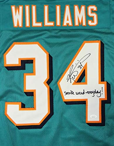 Ricky Williams Autographed Teal Pro Style Jersey w/Smoke Weed Insc - JSA W Auth 4 - 757 Sports Collectibles