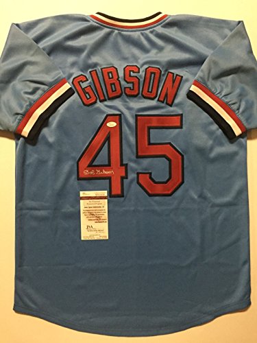 Autographed/Signed Bob Gibson St. Louis Blue Baseball Jersey JSA COA - 757 Sports Collectibles