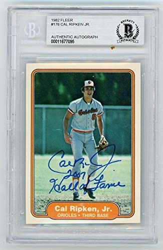 Cal Ripken Jr 2007 Hall Of Fame 1982 Fleer Autographed Card #176 - BAS - 757 Sports Collectibles