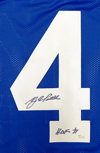 Y.A. Tittle Autographed Blue Pro Style Jersey With HOF- JSA Witnessed Auth - 757 Sports Collectibles