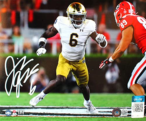 Jeremiah Koramoah Autographed Notre Dame 8x10 Running Photo-Beckett W Hologram White - 757 Sports Collectibles