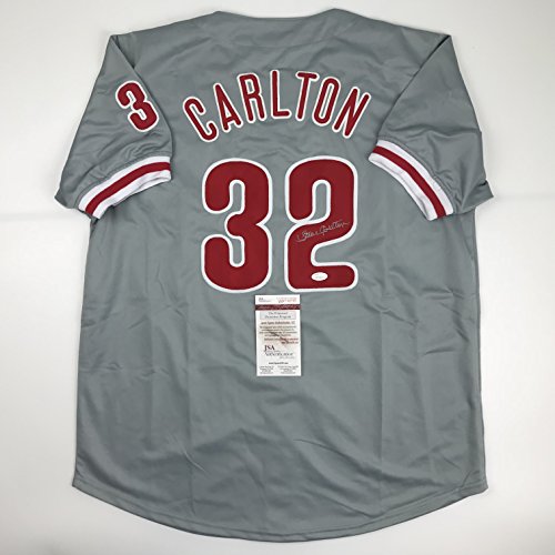 Autographed/Signed Steve Carlton Philadelphia Grey Baseball Jersey JSA COA - 757 Sports Collectibles